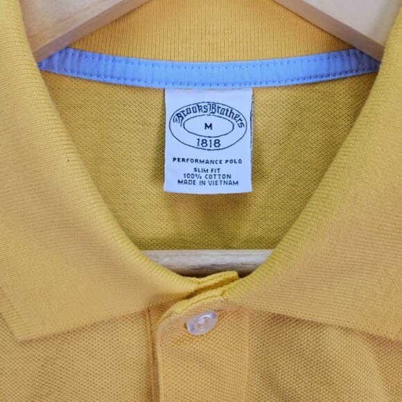 Brooks Brothers 1818 Performance Polo Slim Fit Yellow Short Sleeve Men's Size M - Picture 2 of 10